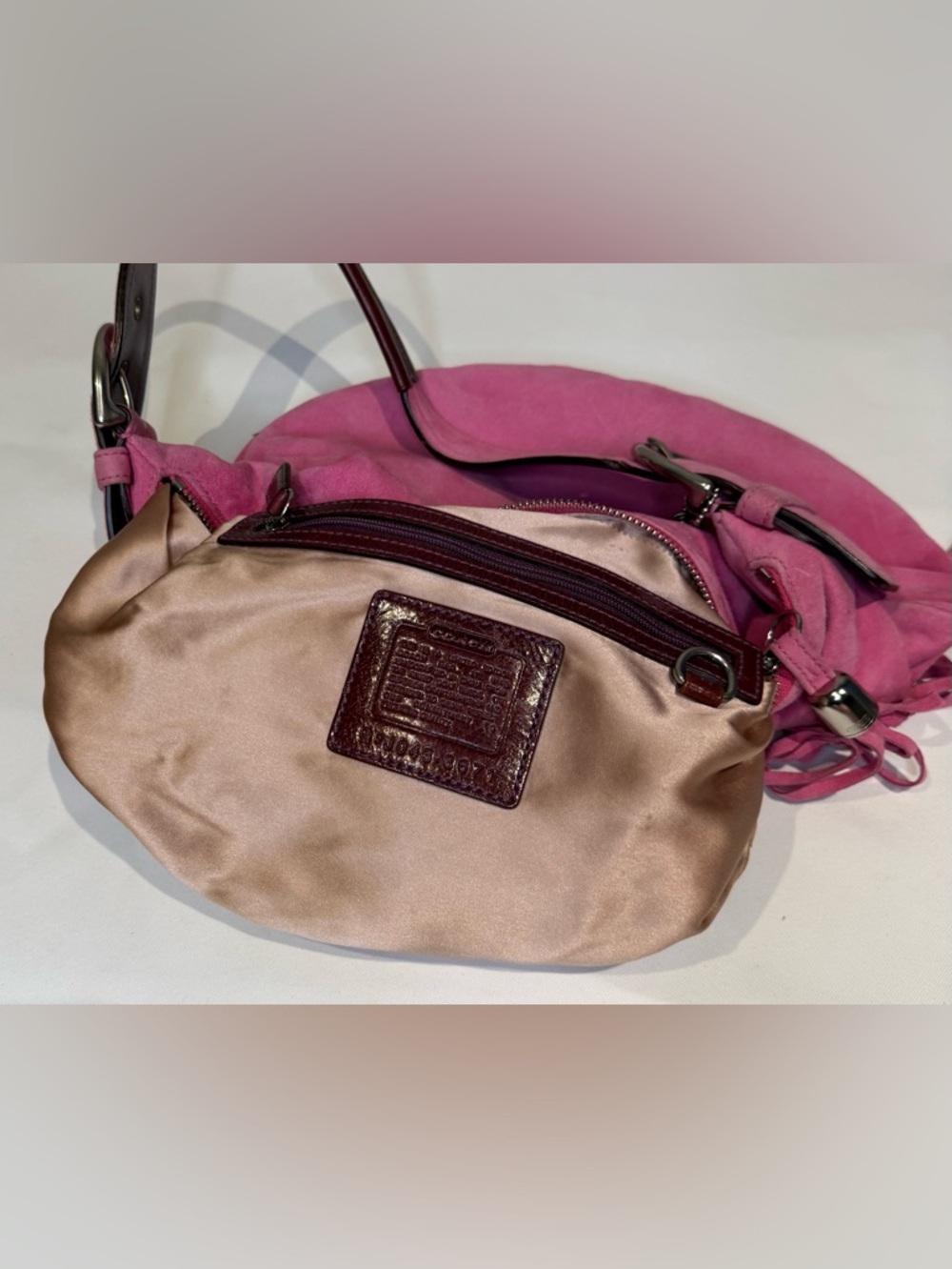 Coach Ltd Ed SoHo Bubblegum Pink Goat Suede Shoulder Bag with Tassel 2004 3671 - Picture 7 of 8